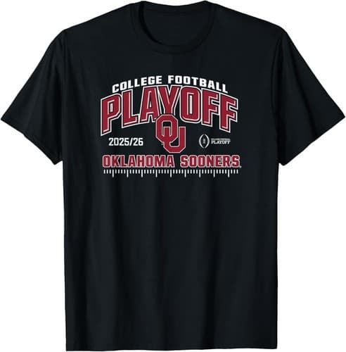 Oklahoma Sooners College Football Playoff CFP 2025-26 Black T-Shirt — oklahoma fan gear