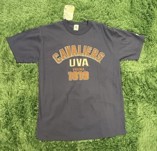 Russell Athletic UVA Virginia Cavaliers T-Shirt Men's Medium Navy Blue 1819 NWT — virginia fan gear