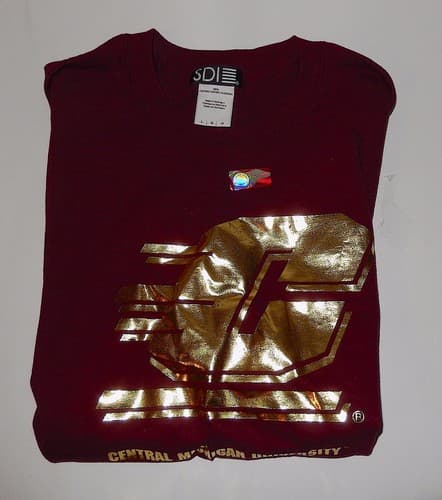 NCAA Central Michigan Chippewas Mascot Foil Short Sleeve Tee, Large, Maroon — central-michigan fan gear
