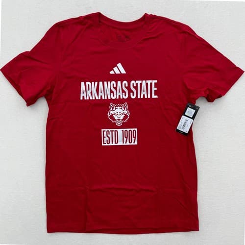 Adidas Mens M Medium Arkansas State Red Wolves ESTD 1909 Mens T Shirt — arkansas-state fan gear
