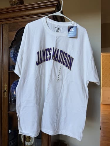 James Madison University T shirt White Champion JMU Dukes NCAA XL Free Ship — james-madison fan gear