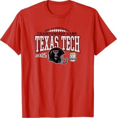 Texas Tech Red Raiders Big 12 Championship 2025 Football Red T-Shirt — texas-tech fan gear