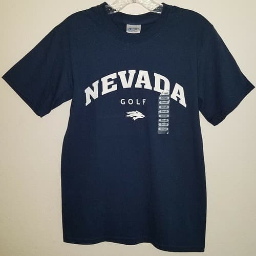 NWT University of Nevada Reno Wolf Pack Golf Navy Blue Tee Shirt Men Adult Small — nevada fan gear