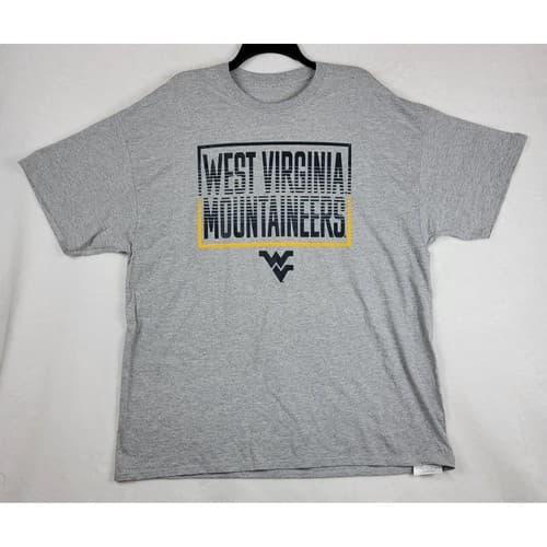 West Virginia Mountaineers T Shirt Mens 2XL Gray WVU College Football NWOT — west-virginia fan gear
