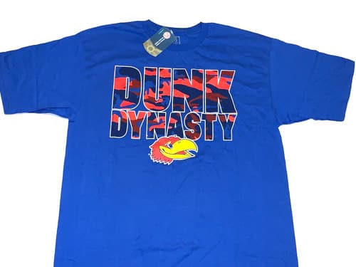Rare! Vintage 2010s Kansas Jayhawks Basketball Dunk Dynasty T-Shirt New! LARGE — kansas fan gear