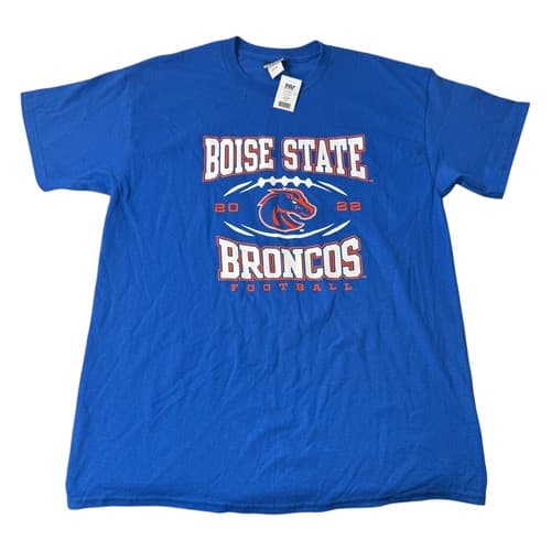 Boise State Broncos Football T Shirt Royal Blue MV Sport Men Large 2022 Schedule — boise-state fan gear