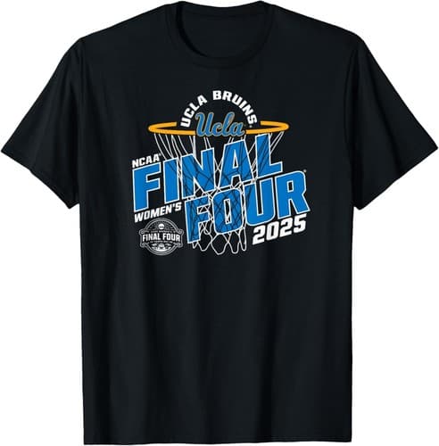 UCLA Bruins Final Four 2025 Women's Basketball Hoop Black T-Shirt — ucla fan gear