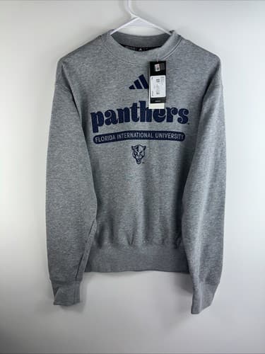 NWT Adidas FIU Golden Panthers Women’s Small Gray Vintage Style Crewneck $75 — fiu fan gear