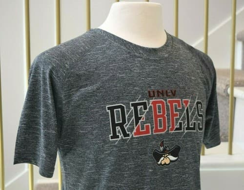UNLV Rebels Hey Reb! Mascot Gray Flex Athletic Short Sleeve T Shirt S M L  NEW! — unlv fan gear