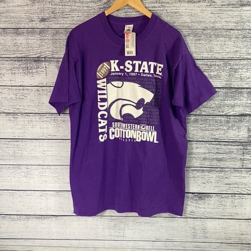 Vintage NWT Fruit Of The Loom Kansas State Wildcats Single Stitch Football NCAA — kansas-state fan gear
