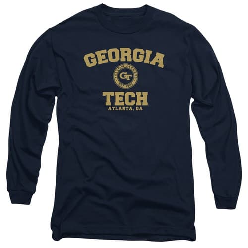 Georgia Tech Adult Long Sleeve T-Shirt Circle Logo, Navy, S-3XL — georgia-tech fan gear
