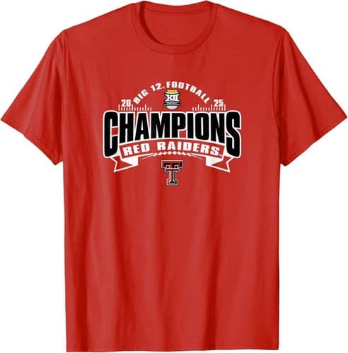 Texas Tech Red Raiders Big 12 Champs 2025 Football T-Shirt — texas-tech fan gear