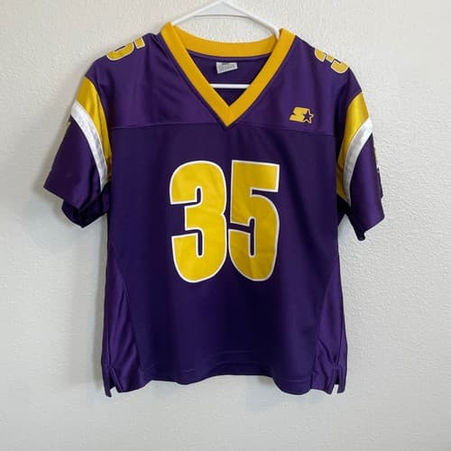Starter Junior Medium LSU Fighting Tigers Jersey 35 Purple Gold White Football — lsu fan gear