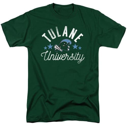 Tulane University Adult T-Shirt Green Wave, Hunter Green, S-3XL — tulane fan gear