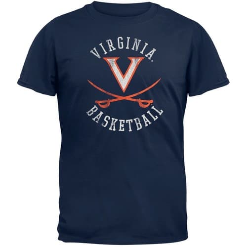 Virginia Cavaliers - Basketball Logo Vintage Adult Soft T-Shirt — virginia fan gear