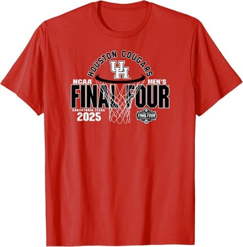 Houston Cougars Final Four 2025 Hoop Red T-shirt Sweatshirt — houston fan gear