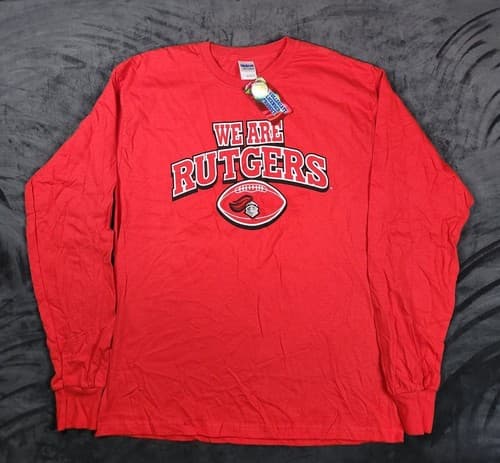 Vintage Rutgers University Scarlet Knights Graphic L/S T Shirt Sz L — rutgers fan gear