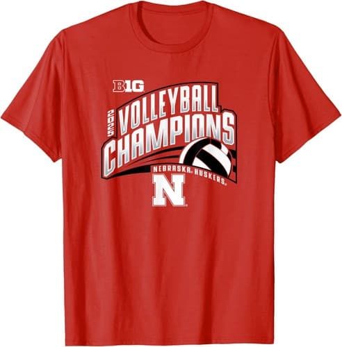 Nebraska Cornhuskers Big Ten Champs 2025 Volleyball T-Shirt — nebraska fan gear