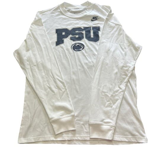 The Nike Tee Nike PSU Long Sleeve T-Shirt NWT LG White, Blue, And Gray — penn-state fan gear