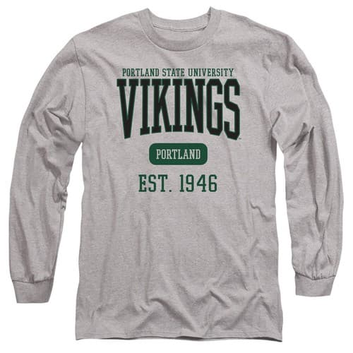 PSU Adult Long Sleeve T-Shirt Vikings Est. Date, Athletic Heather, S-3XL — penn-state fan gear