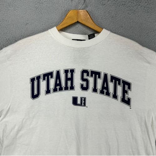 Utah State Aggies T-Shirt Adult Large White Long Sleeve Mens Gear For Sports NEW — utah-state fan gear