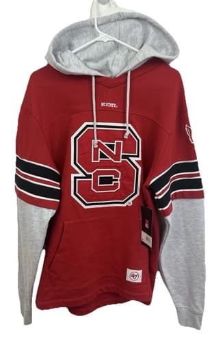 NWT '47 NC North Carolina State Wolfpack Men’s Large Red Gray Hoodie $130 — nc-state fan gear