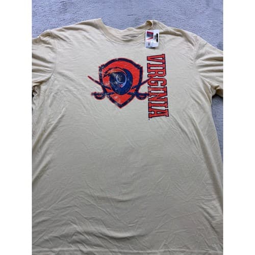 Virginia Cavaliers NCAA Graphic T-Shirt Mens Large Cream Distressed Logo Tee — virginia fan gear