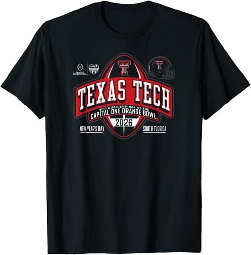 Texas Tech Red Raiders Orange Bowl 2025-26 CFP Quarter Black T-Shirt — texas-tech fan gear