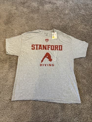 Champion Stanford Diving Graphic Tee Cardinal Red Gray PAC-12 Men’s Size XL NWT — stanford fan gear