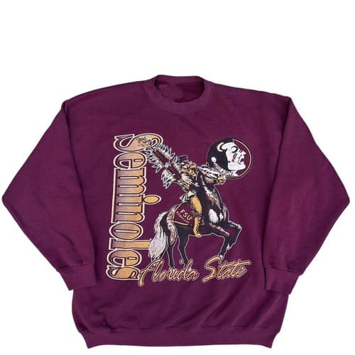 90s FSU Florida State Seminoles Vintage Crewneck Sweatshirt Maroon — florida-state fan gear