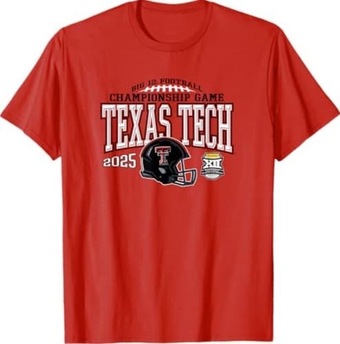 Texas Tech Red Raiders Big 12 Championship 2025 Football Red T-Shirt — texas-tech fan gear