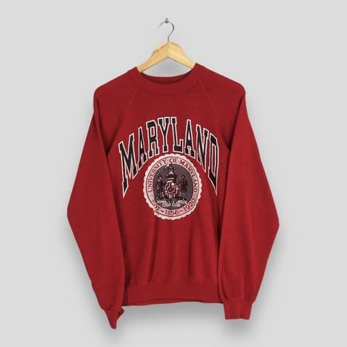 Vintage Maryland Terrapins NCAA Red Sweatshirt Hoodie Tee — maryland fan gear