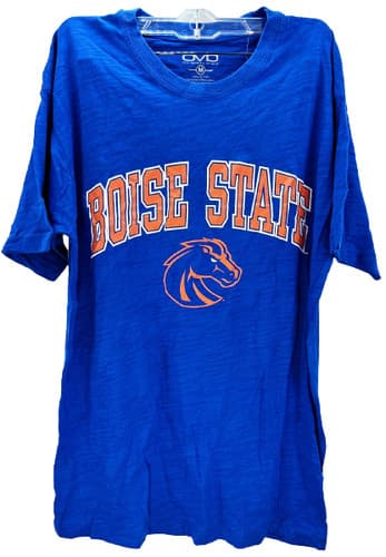 Old Varsity Brand Men's Boise State Broncos Arch Logo S/S T-Shirt- Royal, Medium — boise-state fan gear