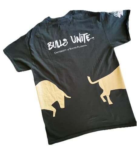 Mens Medium USF BULLS UNITE Wrap Around Graphic T Shirt South Florida Green AOP — south-florida fan gear