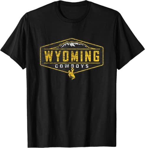 Mens Wyoming Cowboys Apparel Mountain Sign T-Shirt S-5XL — wyoming fan gear