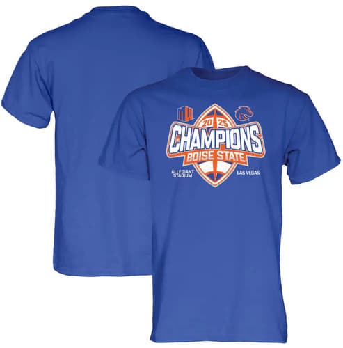 Boise State Broncos 2025 Champions T-Shirt | Blue 84 Royal Unisex Tee — boise-state fan gear