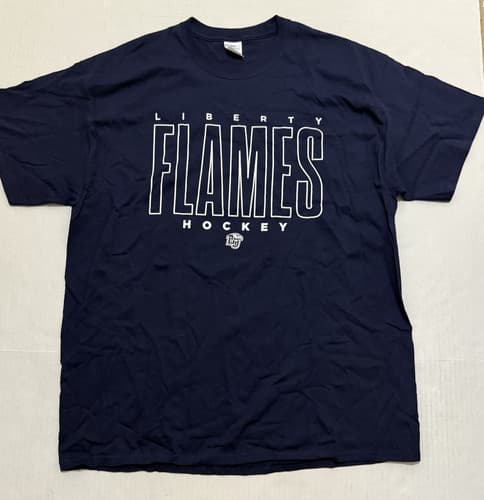 Port & Company Core Cotton Short Sleeve Liberty Flames Hockey T-shirt Size XL — liberty fan gear