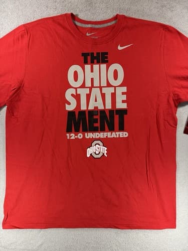 Nike Ohio State Buckeyes Men's Shirt XXL Swoosh 12-0 Red Team Gear NWT — ohio-state fan gear