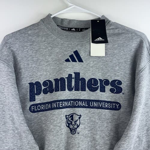 NWT Adidas FIU Golden Panthers Women’s Medium Gray Vintage Crewneck $75 — fiu fan gear