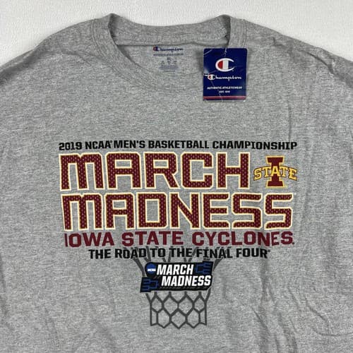 Champion Iowa State Cyclones Basketball 2019 T-Shirt Men's XL Gray Short Sleeve — iowa-state fan gear