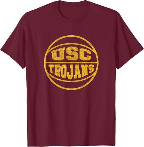 USC USC Trojans Basketball Distressed Vintage 70s Style T-Shirt — usc fan gear