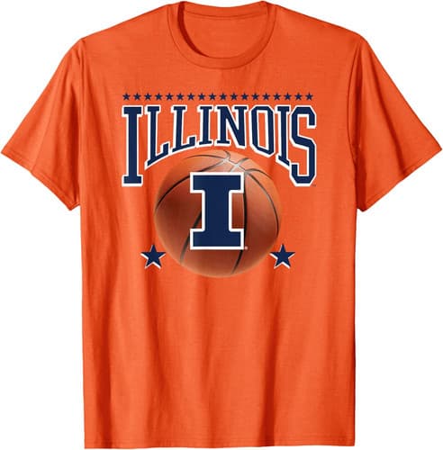 Illinois Fighting Illini Basketball Vintage Stars Orange T-Shirt — illinois fan gear