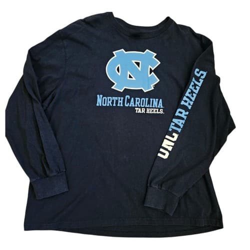 Y2K North Carolina Tar Heels Long Sleeve Shirt Navy — north-carolina fan gear