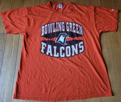 Vintage Bowling Green State University Falcons Orange T-shirt L Size Russell — bowling-green fan gear