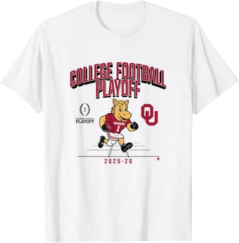 Oklahoma Sooners College Football Playoff Mascot Text 2025 T-Shirt — oklahoma fan gear