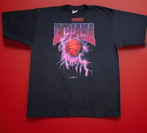 VTG 90's Indiana Hoosiers Basketball Lightning Black Graphic T Shirt SZ XXL 🔥 — indiana fan gear