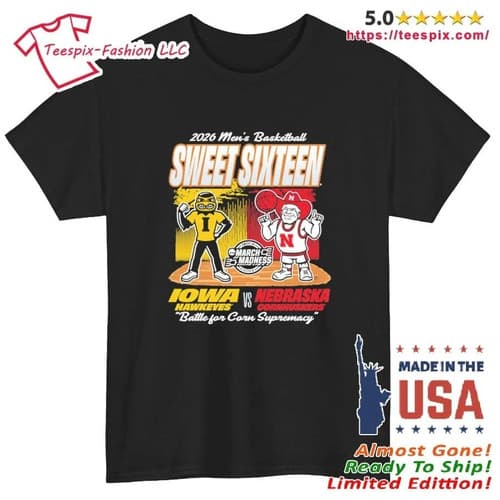 Cornhuskers Vs Hawkeyes Mascot 2026 NCAA Men’s Basketball Sweet 16 Shirt — nebraska fan gear