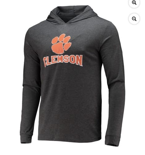 Concepts Sport Clemson Tigers Gray Long Sleeve Hoodie Sleepwear Shirt Sz Medium — clemson fan gear