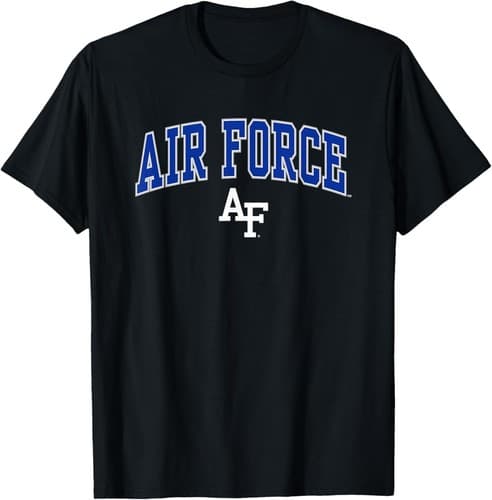 Air Force Falcons Arch Over Black T-Shirt — air-force fan gear