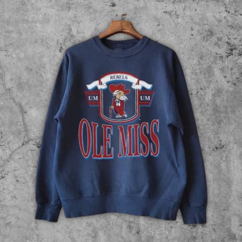Ole Miss Rebels Vintage Logo T-Shirt Sweatshirt Hoodie NCAA College Pullover — ole-miss fan gear